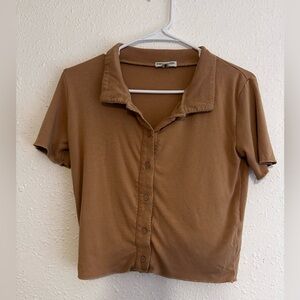 Earthbound Button up Collar Crop top